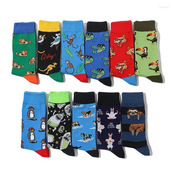 Мужские носки Happy Design Fun Men's Crocodile Puppy щенки Sokken Diversidos jacquard Calcetines Unisex Hip Hop Skateboard