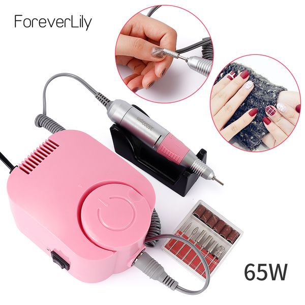 Kits de arte para unhas 65W 35000RPM Broca elétrica Conjunto de máquinas de manicure para pedicure Equipamento para unhas Ferramentas Rosa 230613