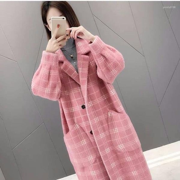 Frauen Jacken Casual Nerz Kaschmir Mantel frauen Frühling Herbst Plaid Mann Koreanische Strickjacke Winter Damen Bomber Jacke