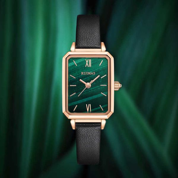 Reloj de moda Remus para mujer, cinturón Simple, temperamento, Rolla, cuadrado, pequeño reloj verde, resistente al agua, 329, regalo para el Día de la madre