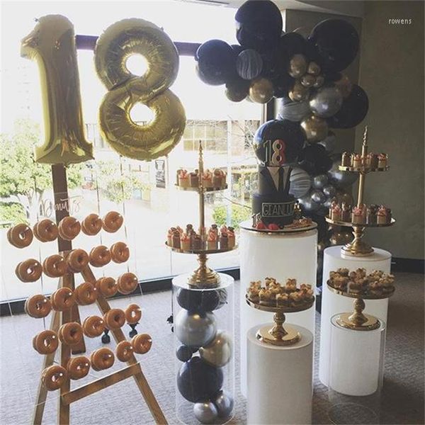 Decoração de festa 3 pçs/conjunto) Suportes Ouro Chá de bebê Casamento Pedestal Colunas Para Bolos Rodapés Cilindro Yudao345