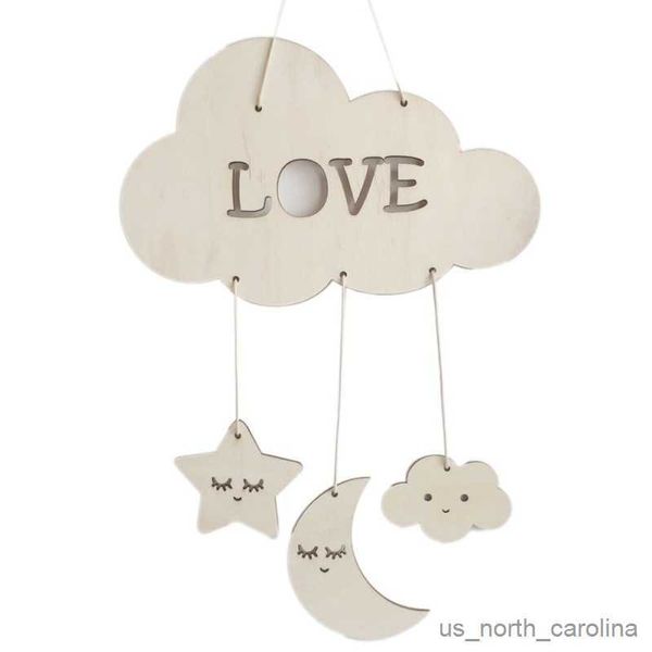 Gartendekorationen Holz Sterne Wolken Mond Dekoration Babyzimmer Decke Hängende Dekorationen Für Babyparty Kinder Zelt Hängende Ornamente R230613