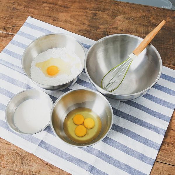 Ciotole Ciotola per mescolare le uova in acciaio inossidabile 304 con bilancia Cucina Anti-scottatura Insalata di verdure Utensili da cucina Stoviglie per la casa