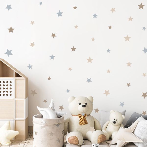 Cartoon Stars Beige Wall Stickers Rimovibile Nursery Wall Decalcomanie Poster Stampa Bambini Bambini Baby Room Interior Home Decor Regali