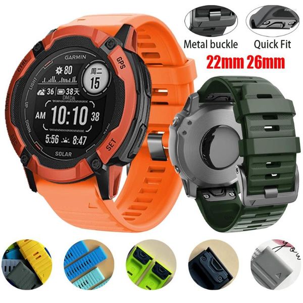 Pulseiras de relógio 22/26mm Banda de silicone de ajuste rápido para pulseiras de relógio Garmin Instinct 2X Forerunner 965 935 955 Correia S60 S62 Acessório de pulseira