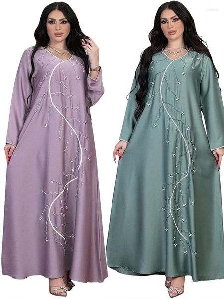 Roupas étnicas Eid Muslim Abaya Dress For Women Diamond Party Dresses Ramadan Abayas Caftan Kaftan Vestido Solto Marrocos Turquia Dubai