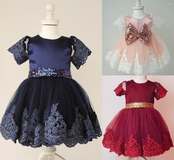 Abiti da ragazza Abbigliamento per ragazze di fiori Fiocco da principessa Toddler Baby Ball Gown Party Pageant Tutu Formale