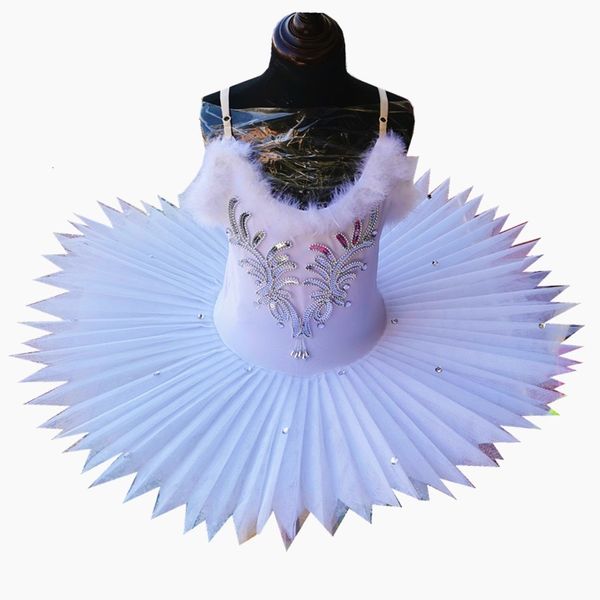 Dancewear Tutu di balletto professionale Gonne per abito da ballerina Vestito da performance di pattinaggio artistico White Swan Lake Clothes 230612