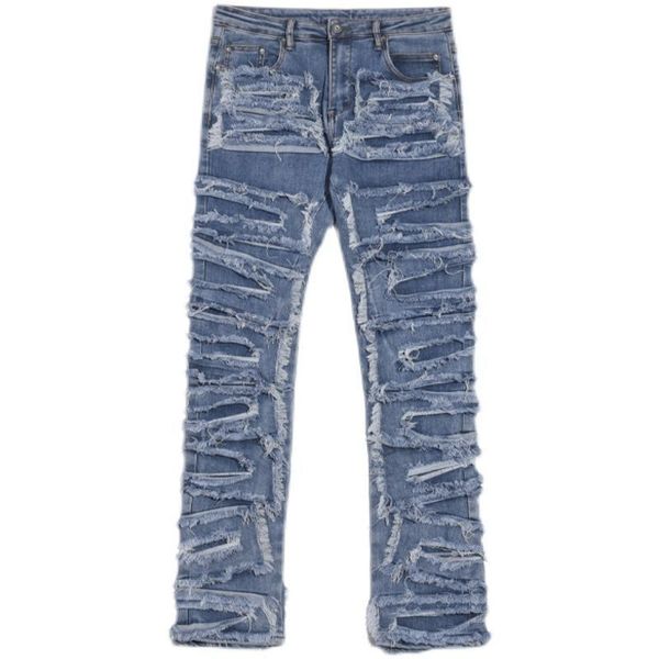 High-Street-Aufkleber im amerikanischen Stil, schwere Industrieschäden, trendige Marke, gewaschener und hergestellter alter dreidimensionaler Schnitt, schmal geschnittene Retro-Jeans für Herren und Damen