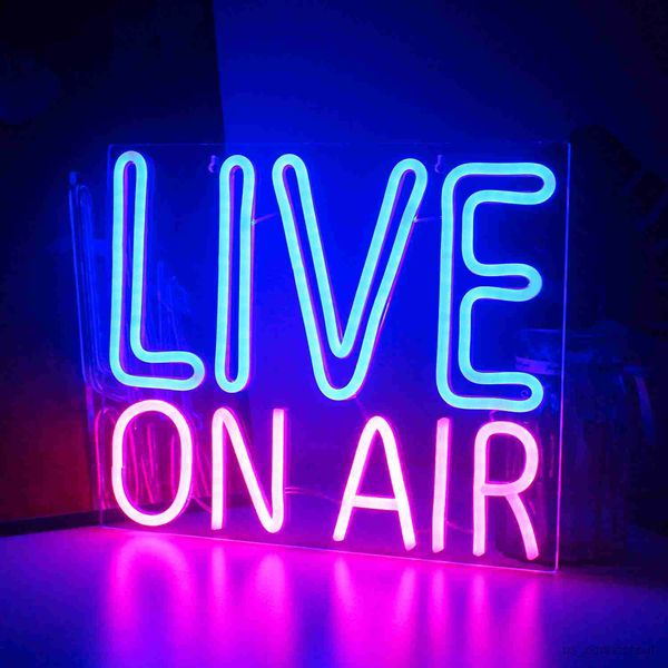 Insegna al neon a LED Live On Air Insegna al neon Led Decor Signs Studio Game Room Broadcasting Room Boys Room Teens Gift Decorazioni estetiche Luci al neon R230613