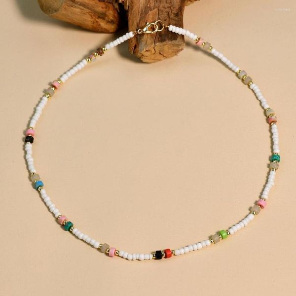 Collana orecchini set bracciale perline colorate pietre semipreziose charms moda girocolli Y2K braccialetti bohémien
