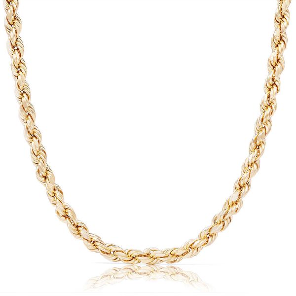 Mode Echt 10k 14k 18k 24k Solid Gold Seil Ketten für Männer Hip Hop Halskette