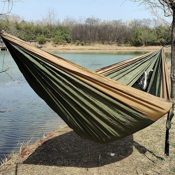 Hammocks Kişiler Ultralight Bekar Çift Bahçe Salıncaklar Kamp Hamak Dış Hammok Salıncakları Asılı Çadır Taşınabilir Uyku Yatağı