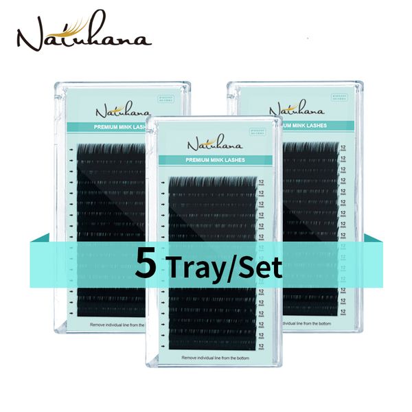 Ferramentas de Maquiagem NATUHANA Wholesale 5CasesLot Artificial Mink Eyelash Extension Set B C D Curl Silk Eye Cílios Cílios Postiços Individuais Mink Eye Cílios 230613