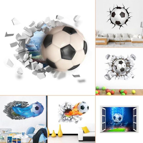 3D-Wandaufkleber mit gebrochenem Fußball, Heimdekoration für Jungen, Schlafzimmer, Dekor, Wohnzimmer, selbstklebende Tapete, Wandbild