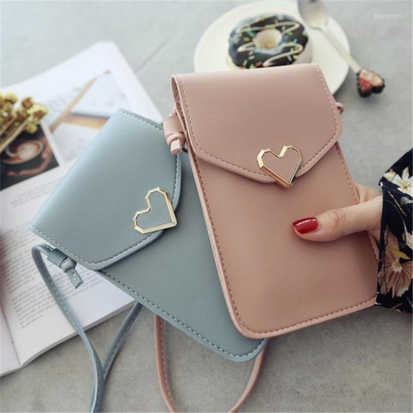 Carteiras femininas bolsa para celular bolsa transversal inteligente bolsa de ombro leve bolsas de couro PU casuais sólidas bolsas crossbody