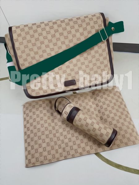 23ss Neue Wickeltaschen aus bedrucktem Leder mit Canvas, funktionale Baby-Windelstapler-Umhängetasche für Mama-Taschen, 3 Stück/Set