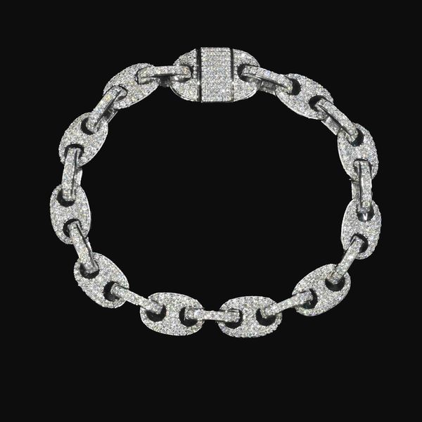fine diamond bracelet for Men and Women: Pass Diamond Tester VVS Ice Out Moissanite Coffee Beans Cuban Link Chain Bracelet