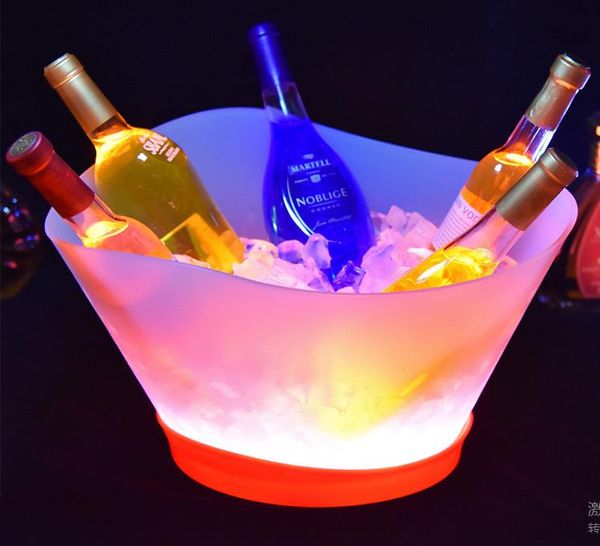 12 л Светодиодные перезаряжаемые ледяные ведра 6 цветных баров ночные клубы освещать шампанские держатели бутылочных бутылок с пивным виски холодильник