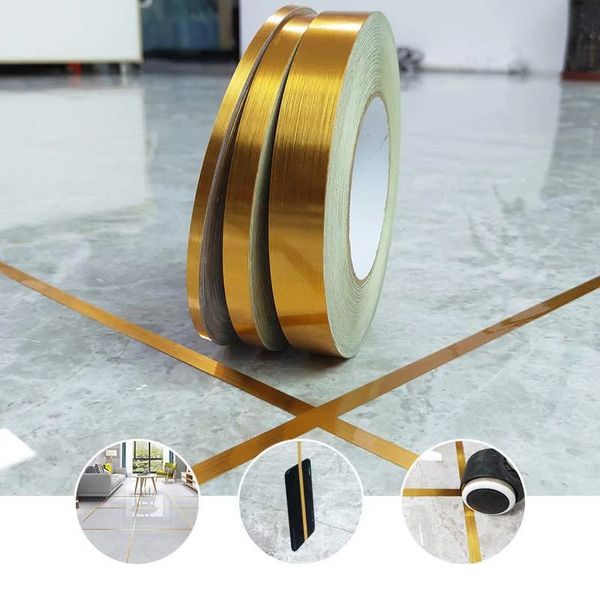 50 M/1 Rotoli di Ceramica Piastrelle A Prova di Muffa Gap Tape Decor Oro Argento Nero Autoadesivo Della Parete Piastrelle Pavimento Nastro adesivo Decorazione Della Casa