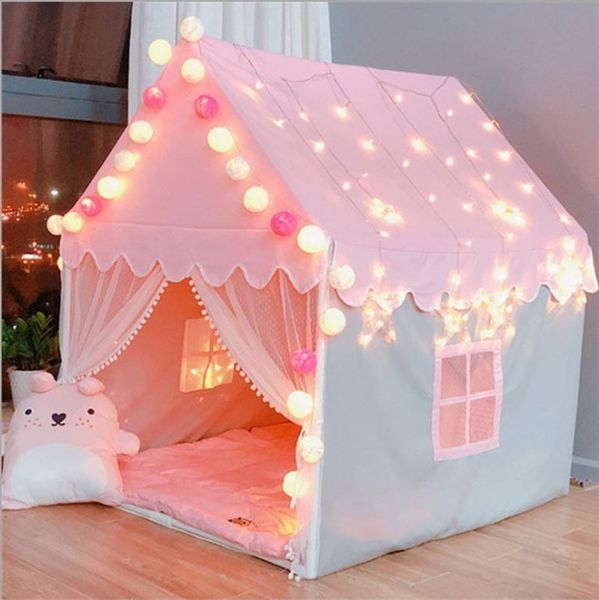 Tende giocattolo Tenda portatile per bambini Tende pieghevoli per bambini Tipi Baby Play House Grandi ragazze Pink Princess Castle Decorazioni per camerette per bambini 230612