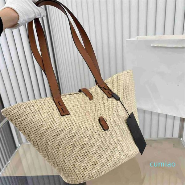 2023-Beach Bag Designer Tote mulheres luxos Handbag Shopping Straw Bag Grande capacidade Cem Fashion Single Messenger Shoulder Bags Women Purses