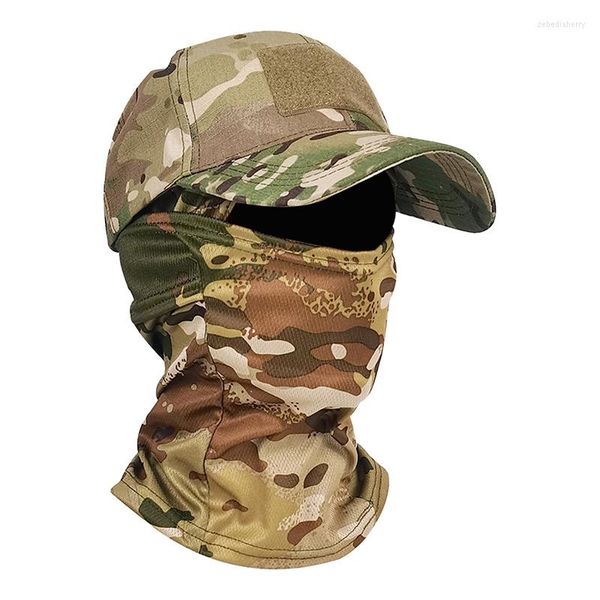 Berretti a sfera 2023 Cappuccio militare Tactical Army Baseball per uomo Donna Summer Snapback Cappelli da sole Outdoor Camouflage Balaclava Mezza maschera da sci