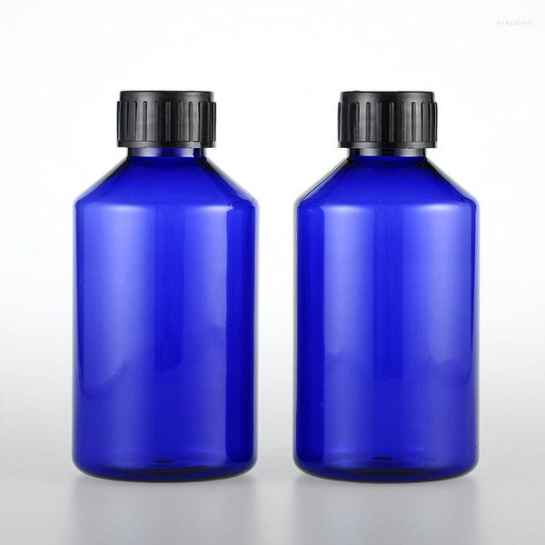 Garrafas de armazenamento 20pcs 220ml Azul Vazio Amostra Cosmética Com Tampa De Rosca 220cc Garrafa De Loção PET Tamanho Viagem