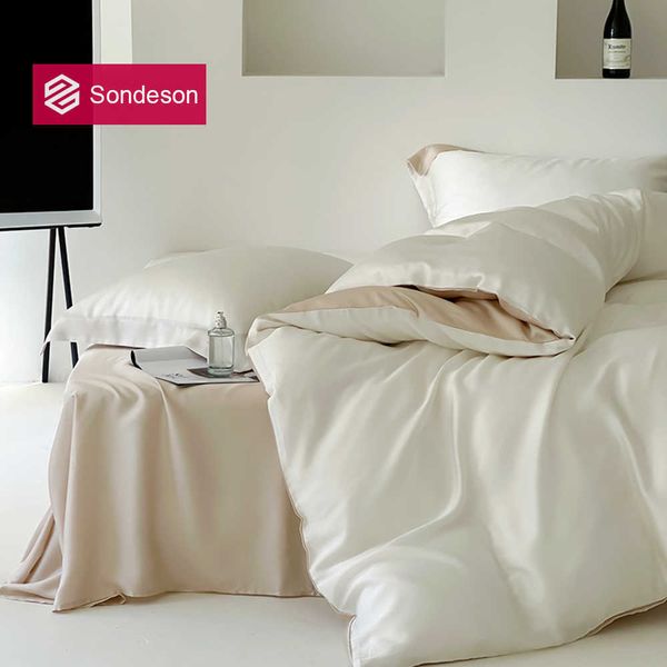 Conjuntos de cama Sondeson Pure Nature 100 conjunto de cama de seda dupla cor beleza capa de edredão caso conjunto de lençol King Queen frete grátis Z0612