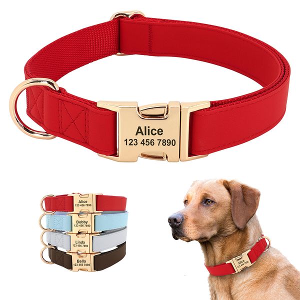 Coleiras para cães coleiras personalizadas coleiras de couro PU para animais de estimação e conjunto de coleiras para chihuahua colar com identificação personalizada para cães pequenos, médios e grandes 230612