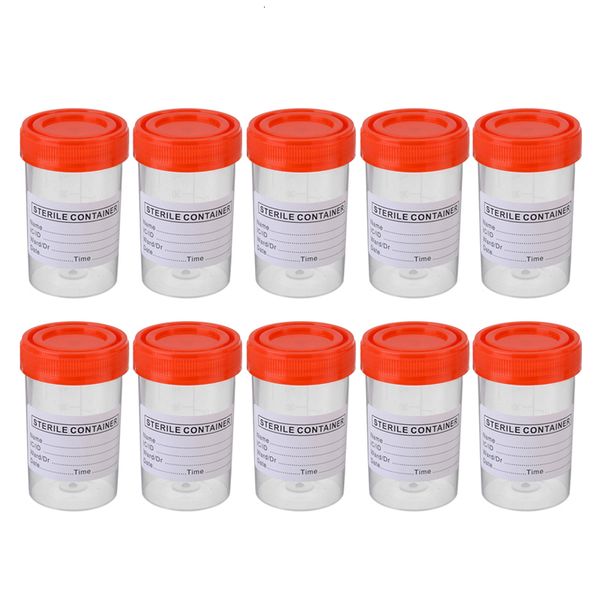 Caixas de armazenamento Caixas 10 peças Recipiente estéril Tampa de plástico Coleta de urina de hospital Frasco de amostra 60 ML Copo 230613