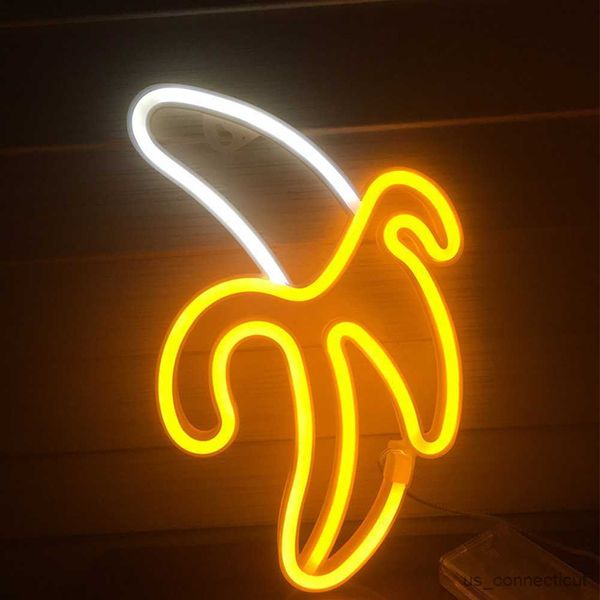 LED Neon Sign Neon Light Banana Shape Decor Home USB Batteria Multiuso Facile da usare Segno Soggiorno Interruttore a levetta LED Incandescente R230613