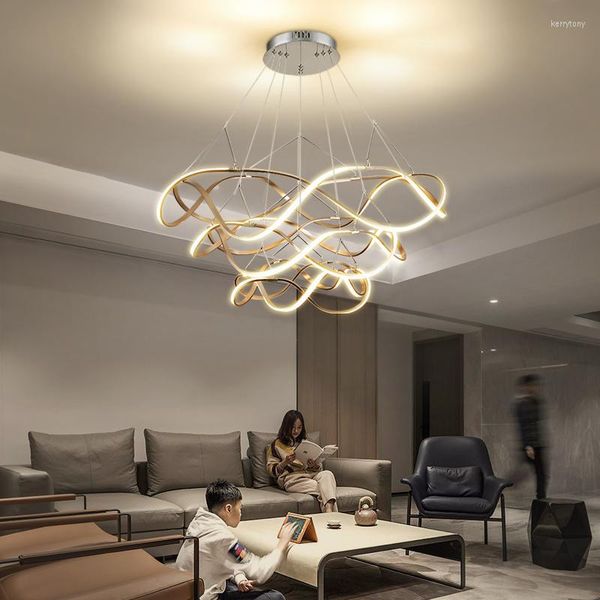 Люстры Lustres светодиодные потолочные люстра Легкая лампа для гостиной спальни современные большие осветительные приспособления AC85-260V Золото
