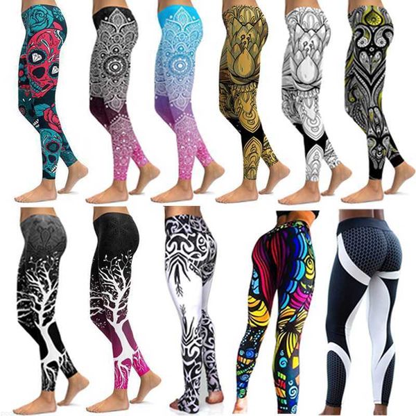 Leggings femininas Calças de ioga com estampa LI-FI para mulheres exclusivas para treino de fitness Leggings de corrida sexy push up para academia elástica fina