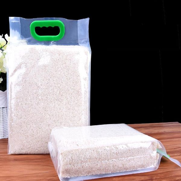 2.5KG 5KG Sacchetti per imballaggio in plastica trasparente per chicchi di riso sacchetto sottovuoto per uso alimentare sacchetto grande tasca portaoggetti da cucina organizer