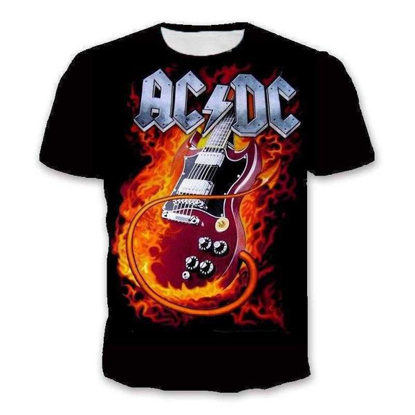 New Fashion Men's ACDC Band Rock Personality Popult Summer Printed Summer 3D-футболка 2023 {категория}