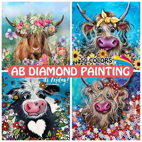 Diamante Pittura Nuova Mucca Fiore Home Decor Pieno Quadrato/rotondo Mosaico Ricamo Animale Cartone Animato Wall Sticker