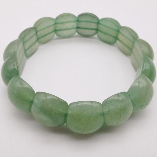 Pulseira esticada de contas de pedra natural verde aventurina 8 polegadas joias G004