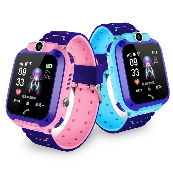Relógios infantis Q12 Smart Watch SOS Phone Smartwatch para crianças com cartão Sim Po à prova d'água IP67 presente IOS Android 230612