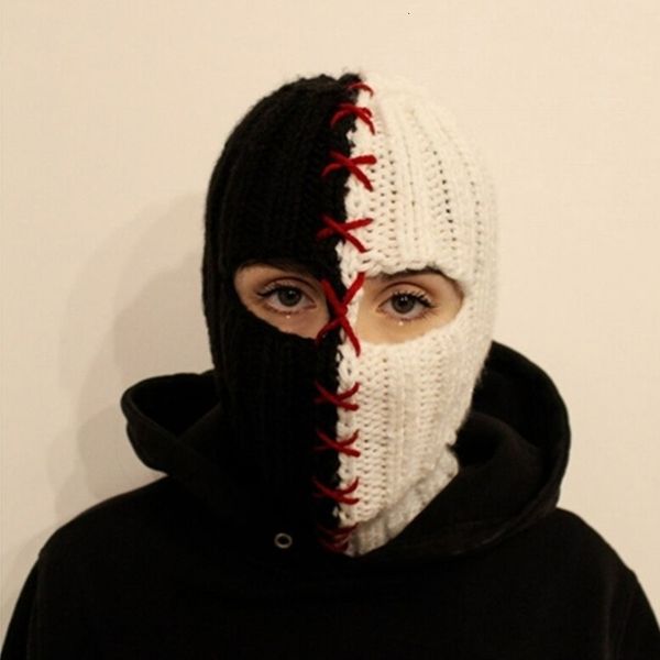 Moda yüz maskeleri boyun gaiter korkunç hayalet örme kış balaclava kova şapka tam baş cadılar bayramı cosplay 230612