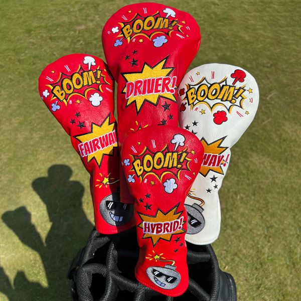 Outros produtos de golfe Booms Conjunto de capas de cabeça de couro premium para tacos de golfe para motorista Fairway Hybrid Wood Head Covers 230612