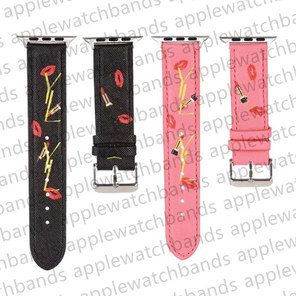 Ontwerper Apple Watch-band Horlogeband voor Apple Watch Ultra-serie 8 3 4 5 6 7 38 mm 42 mm 44 mm 49 mm Luxe lippenstiftafdruk iwatch-bandjes Armband ap Horlogebanden Slimme bandjes