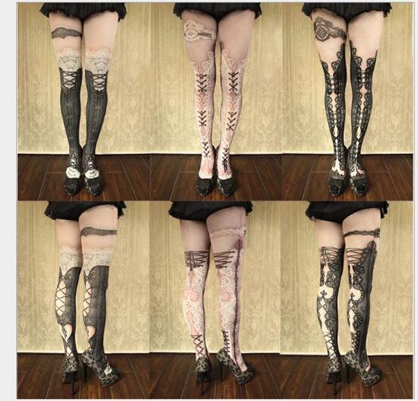 Носки Hosireey S Fashion Women Wintage Pantyhose Lolita Printed Wholesales 230613