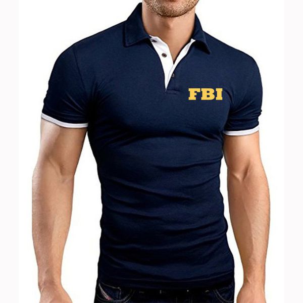 Polos Masculinas FBI Estados Unidos Shield Estampas Masculinas Polos de Verão Camisas Moda de alta qualidade Esportes Casuais Manga Curta Tops de Algodão 230613