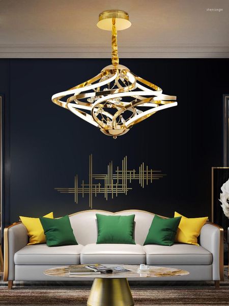 Pendelleuchten Postmodern Wohnzimmer Kronleuchter Einfaches Esszimmer Schlafzimmer Studie Veranda Licht Goldene Luxus Schmiedeeisen Acryl Lampe