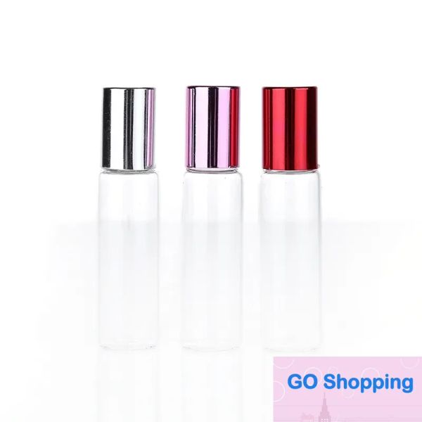 500pcs/lot 10ml açık cam esansiyel yağ silindiri Cam silindir topları ile aromaterapi parfümleri dudak balsamları şişe kalitesinde yuvarlanıyor