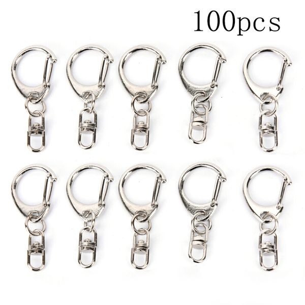 Portachiavi 100pcs Portachiavi lucidato fai da te Portachiavi Anello diviso Catena corta Chiusura girevole in metallo Ganci Creazione di gioielli Parti 230612