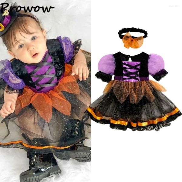 Vestidos para meninas Prowow 0-24M Bebê Halloween Para Meninas Cosplay Dance Party Macacão Bruxa Princesa Vestido de Baile Traje