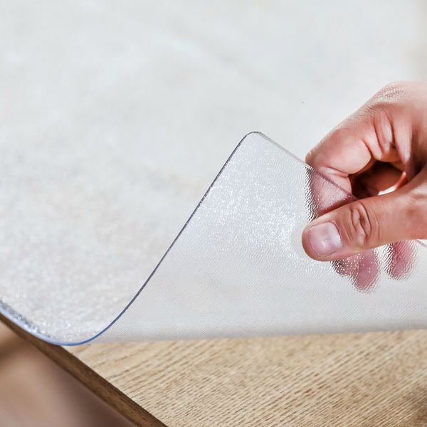 Protetor de pano de mesa inodoro PVC transparente toalha de mesa impermeável 1,5 mm oleado quadrado redondo capa oval toalha de mesa personalizada 230613