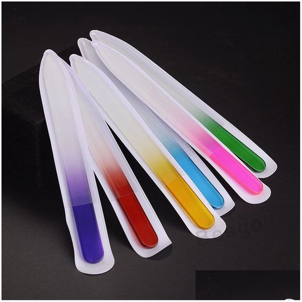 File Colorf Glass Nail Durable Crystal File Buffer Care Nails Art Tool Per 9Cm 14Cm Manicure Smalto Uv Dbc Drop Delivery Home Garde Dh7Lp